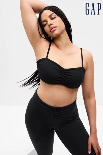 Gap Black Fit Recycled Power Low Impact Ruched Sports Bra (K60505) | £30
