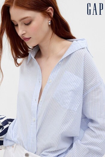 Gap Blue Stripe Oversized Long Sleeve Shirt (K60506) | £45