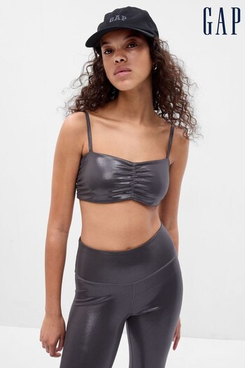 Gap Grey Fit Recycled Power Low Impact Ruched Sports Bra (K60507) | £30