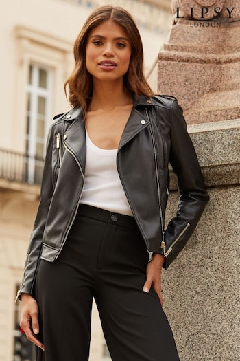 Lipsy Black Faux Leather Biker Jacket (K60544) | £59
