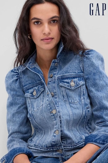 Gap Blue Puff Sleeve Icon Denim Jacket (K60596) | £56