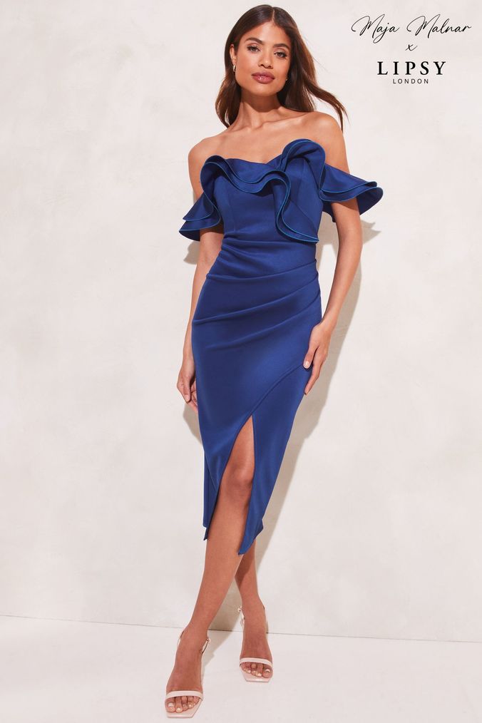 Lipsy navy bardot dress shop