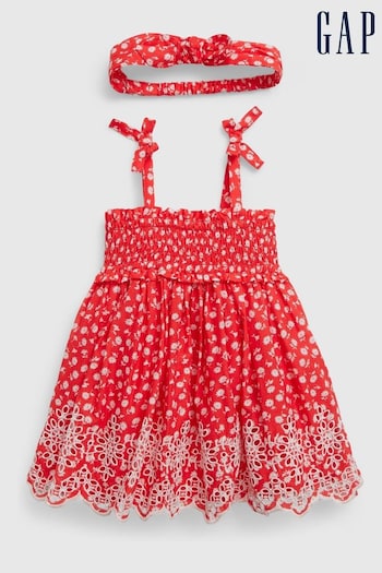 Gap Red Smocked Eyelet Dress Set - Baby (K60649) | £30