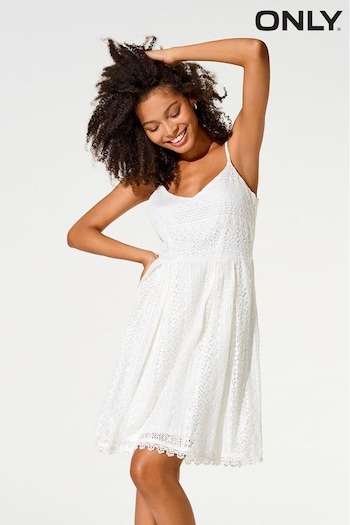 ONLY White Lace Cami Mini Dress (K60655) | £38