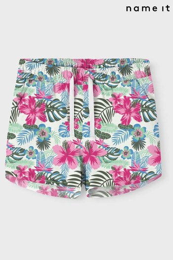 Name It White Hawaiian Print Jersey longtime Shorts (K60707) | £10