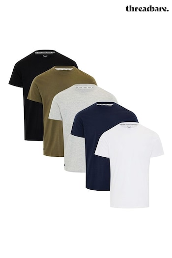 Threadbare Black 5 Pack Essential Short Sleeve Cotton T-Shirts (K60805) | £40