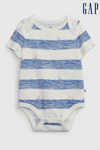 Gap Blue and White Stripe Organic Cotton Mix and Match Baby Bodysuit (K60890) | £8