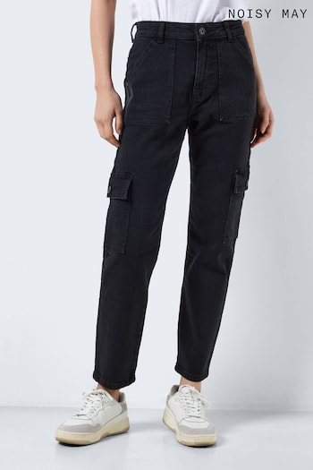 NOISY MAY Black Cargo Straight Leg Jeans (K60904) | £45