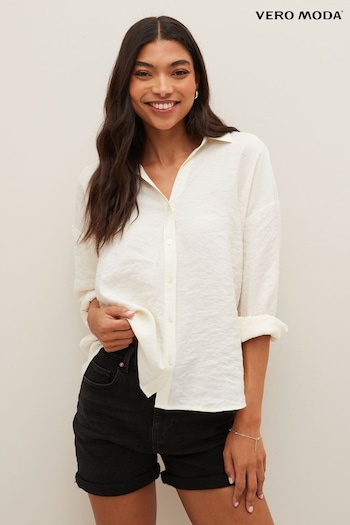 VERO MODA Off White Relaxed Fit Soft Touch TENCEL™ Shirt (K60906) | £36