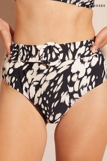 Love & Roses Black Mono High Waist Twist Detail Bikini Bottom (K61048) | £22