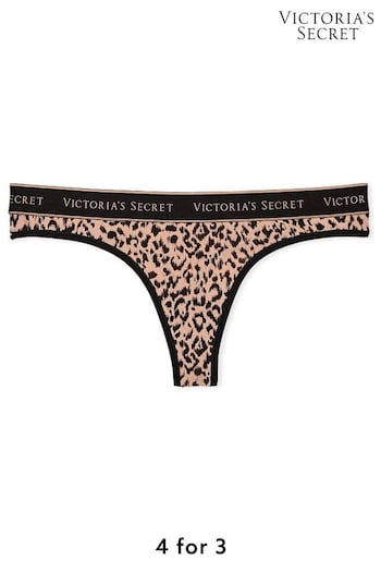 Victoria's Secret Cameo Basic Animal Leopard Thong Logo Thong Knickers (K61055) | £9