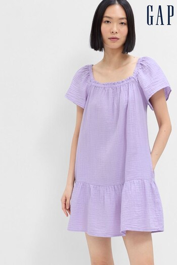 Gap Purple Gauze Squareneck Mini Dress (K61090) | £50