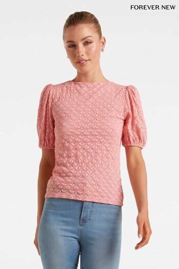 Forever New Pink Shiloh Lace Crew Neck Top (K61310) | £35