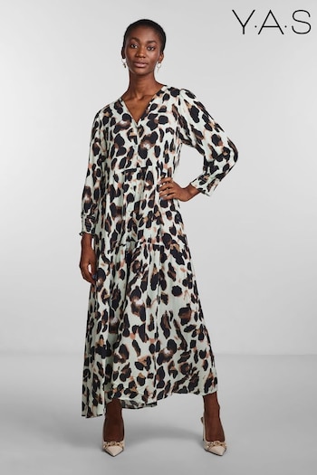 Y.A.S Leopard Print Button Through Midi Printed Dress (K61418) | £33