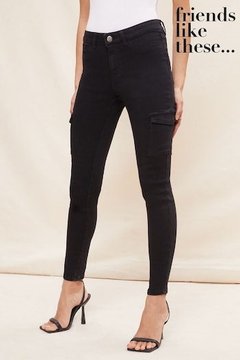 Friends Like These Distressed Black High Waisted Jeggings (K61490) | £26