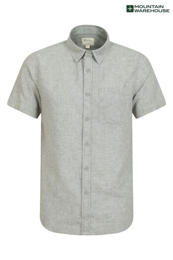 Mountain Warehouse Green Lowe Cotton Linen Blend Mens Shirt (K61546) | £28