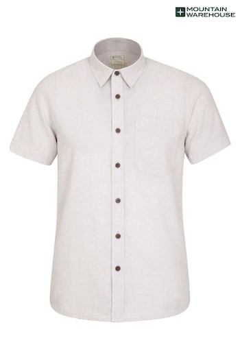 Mountain Warehouse Cream Lowe Cotton Linen Blend Mens Shirt (K61549) | £28