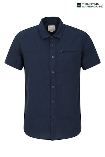 Mountain Warehouse Blue Coconut Slub Texture 100% Cotton Mens Shirt (K61559) | £29