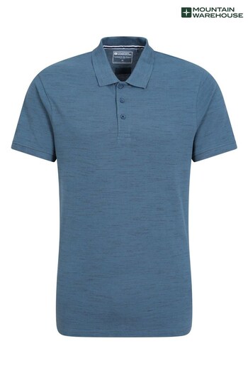 Mountain Warehouse Blue Dawnay Pique Slub Textured Polo Shirt - Mens (K61571) | £13
