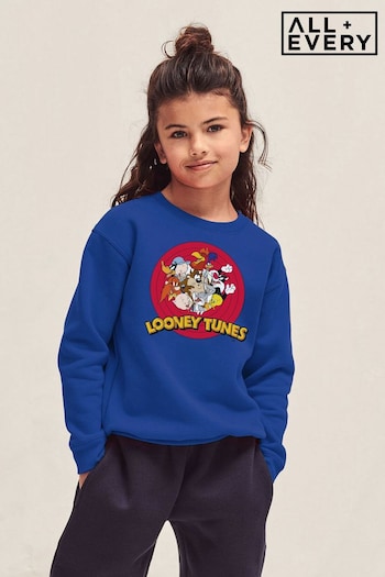 All + Every Royal Blue Looney Tunes Opening Scene Characters Kids Sweatshirt (K61799) | £23