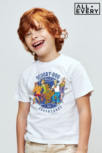 All + Every White Scooby Doo Sports Team Adventures Kids T-Shirt (K61801) | £18