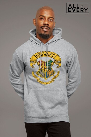 All + Every Heather Grey Harry Potter All Hogwarts Crest Men's Hooded Sweatshirt (K61820) | £36