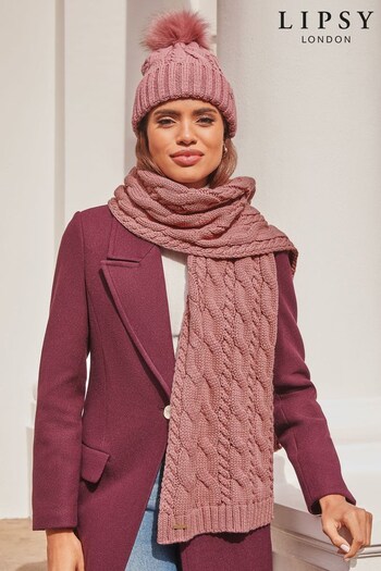 Lipsy Pink Cosy Oversize Cable Knit Scarf (K61840) | £18