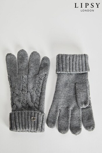 Lipsy Grey Cosy Cable Gloves (K61916) | £12