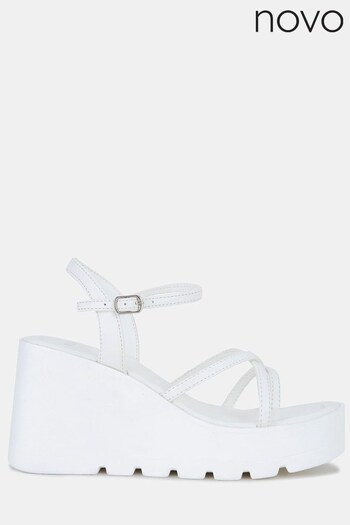 Novo White Burna Strappy Wedge Sandal (K61925) | £37