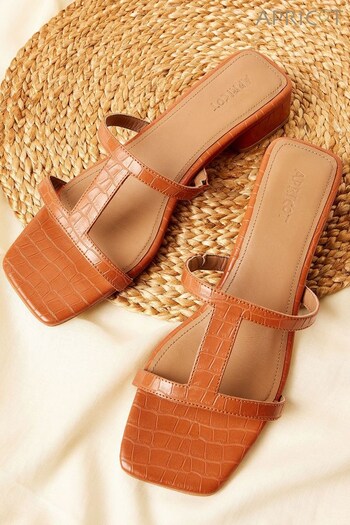 Apricot Brown Square Toe Mule Sandals (K62087) | £39