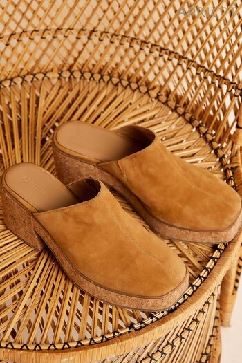 Apricot Brown Suede Clogs (K62096) | £49