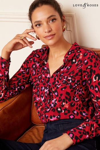A-Z Womens Sports Brands Red Patch Pocket Button Through Shirt (K62232) | £36