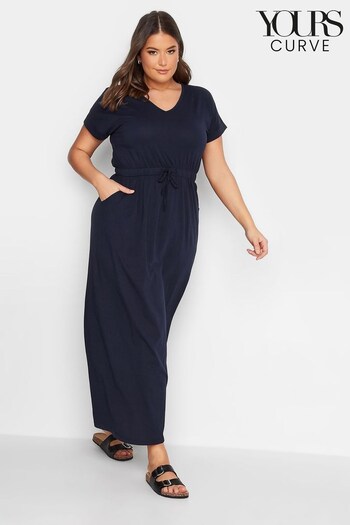 Yours Curve Blue Maxi Short Sleeve T-Shirt Dress (K62280) | £26