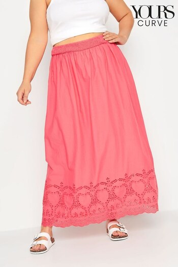 Yours Curve Pink Limited Anglaise Broderie Maxi Skirt (K62294) | £24