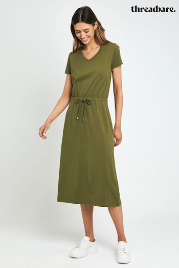 Threadbare Green Cotton Jersey Midi Dress (K62348) | £26