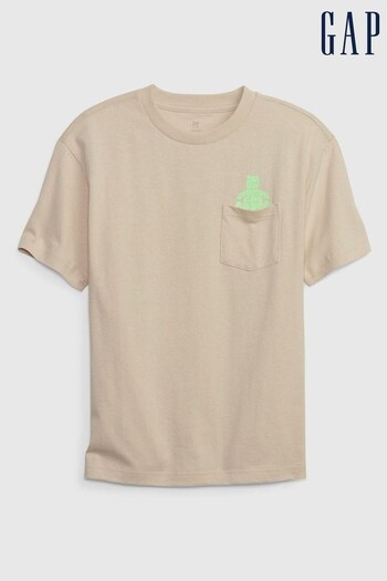 Gap Beige Brannan Bear Graphic Short Sleeve Pocket T-Shirt (K62370) | £12