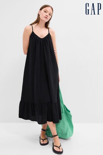Gap Black Gauze Cami Midi Dress (K62463) | £50