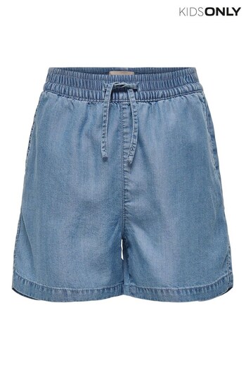 ONLY KIDS Light Blue Denim Loose Schlangenleder-Optik Shorts (K62473) | £16