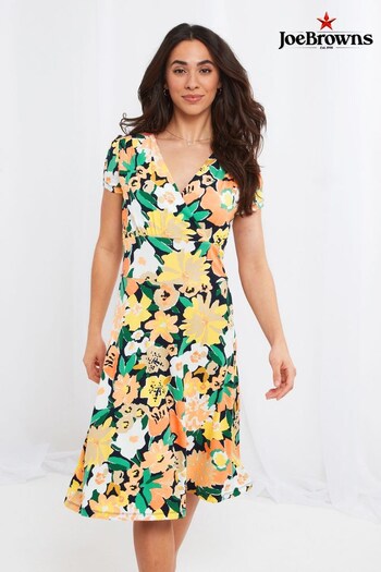 Joe Browns Black & Yellow Multi Abstract Floral Jersey Dress (K62503) | £50