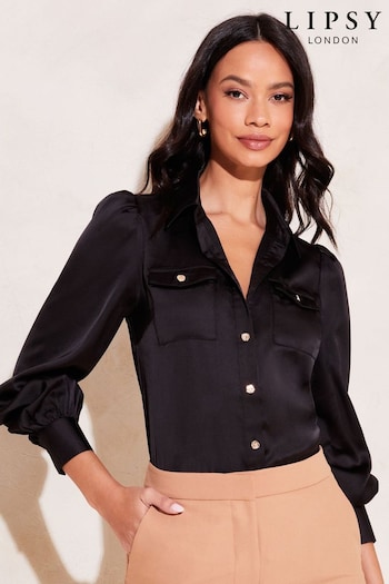 Lipsy Black Front Pocket Button Through Marni Shirt (K62627) | £38