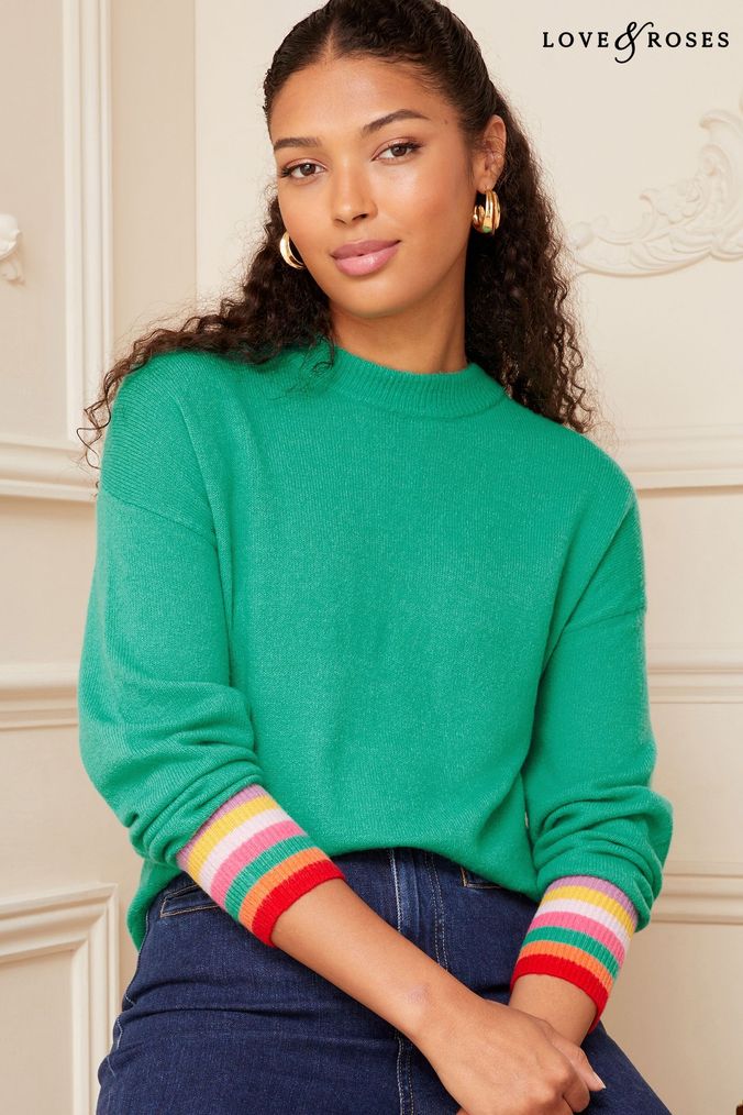 Love & Roses Green Crew Neck Knitted Jumper (K62663) | £36