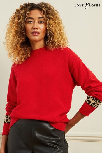 Love & Roses Red Crew Neck Knitted Jumper (K62664) | £36