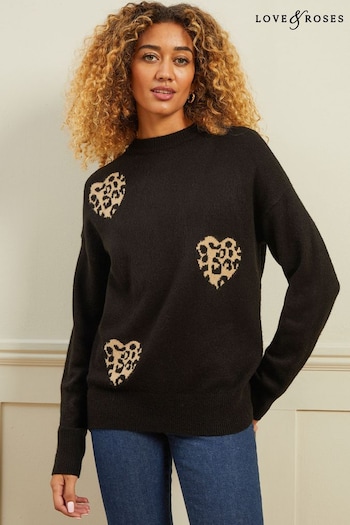 Love & Roses Black Heart Animal Cosy Knitted Jumper (K62665) | £39