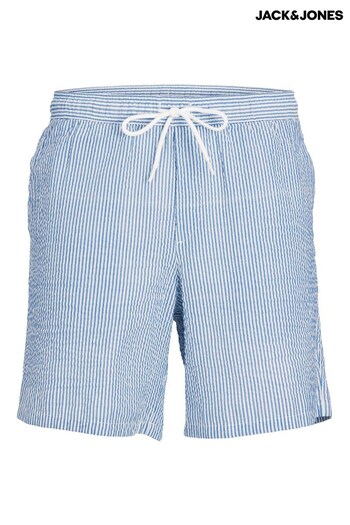 JACK & JONES Navy Blue Seersucker Tie Waist Shorts (K62792) | £26