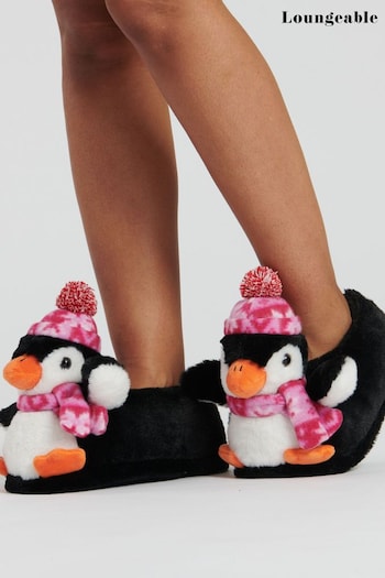 Loungeable Black Tye Dye Penguin Slippers (K62796) | £22