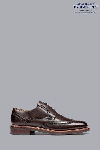 Charles Tyrwhitt Brown Leather Derby Brogue Rubber Sole Shoe (K62901) | £150