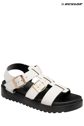 Dunlop White Ladies Open-Toe Flat Gladiator Sandals (K63159) | £40
