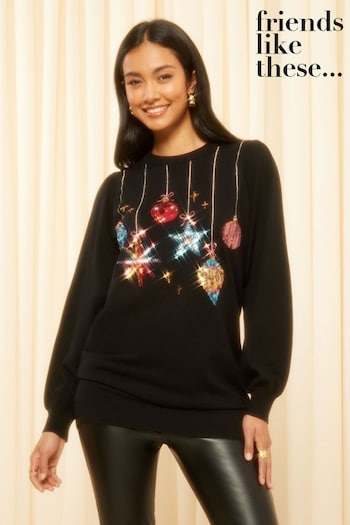 Friends Like These Black Christmas Bauble Jumper (K63196) | £34