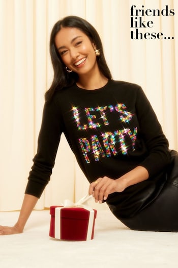 Friends Like These Black Christmas Let Party Jumper (K63207) | £29