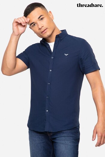 Threadbare Blue Oxford Cotton Short Sleeve Shirt (K63342) | £22